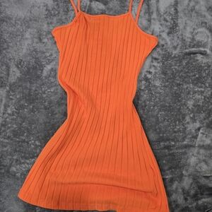 SHEIN Orange Ribbed Mini Dress